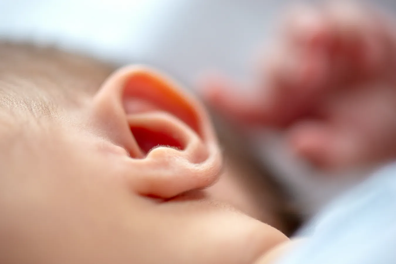 Close up of newborn baby ear